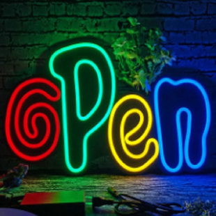 OPEN 高亮悬挂正在营业中霓虹灯定制led发光字门头橱窗提示招牌