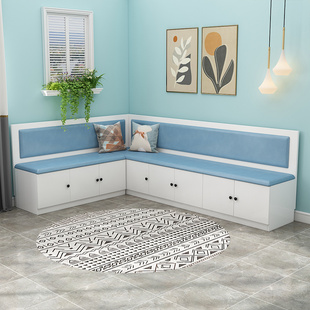 转角卡座餐桌家用卡座沙发储物柜餐厅奶茶店卡座实木定制组合L型