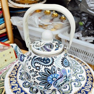 搪瓷茶壶怀旧带过滤网茶壶 泡茶壶饭店餐馆茶壶1升家用茶水壶