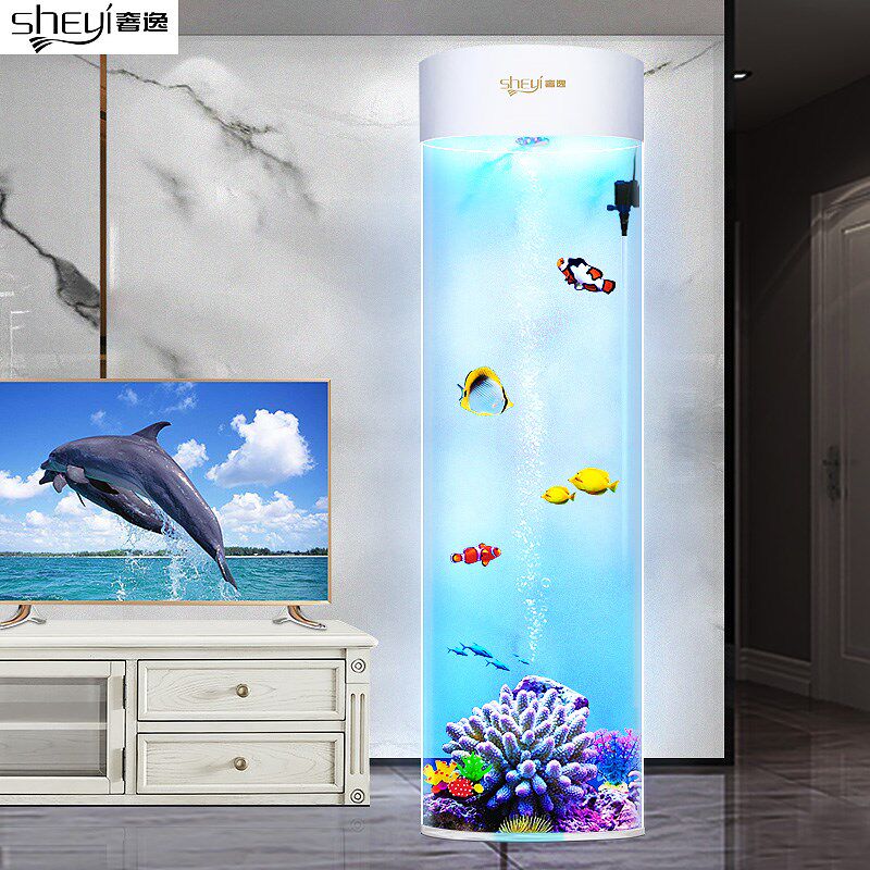 鱼缸客厅小型 圆柱鱼缸立式金鱼缸亚克力免换水生态水族箱,宠物/宠物食品及用品,底柜/落地缸,淘宝优惠券,粉丝福利购,淘宝优惠卷