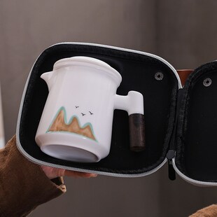 羊脂玉 瓷旅行茶具便携包户外车载随身泡茶快客杯子高端喝茶装备