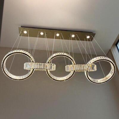 后现代轻奢金色五环LED水晶吊灯