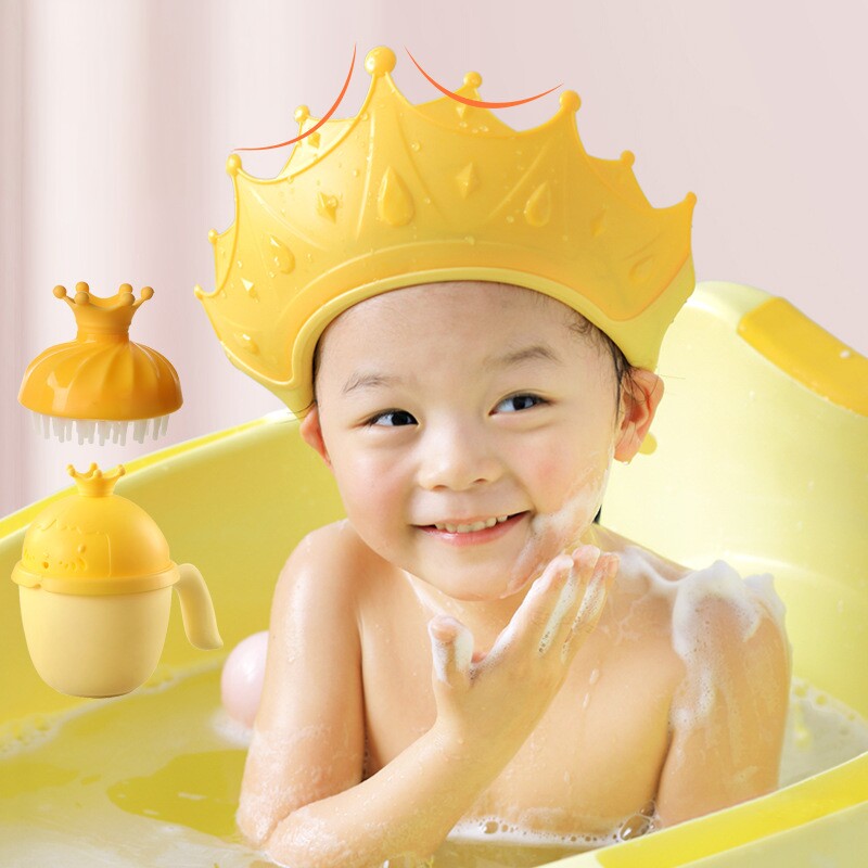 宝宝洗头神器儿童挡水帽婴儿洗头发防水护耳小孩子洗澡浴帽子a