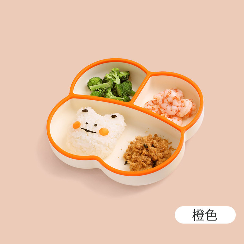 宝宝餐盘硅胶吸盘一体式自主进食三格分格儿童餐具套装辅食碗