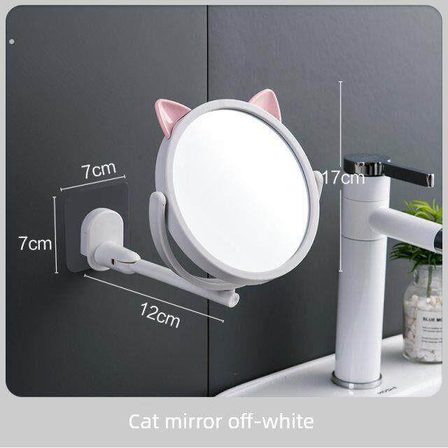 卫生间小镜子贴墙自粘小尺寸浴室墙上化妆镜壁挂式免打孔伸缩折叠