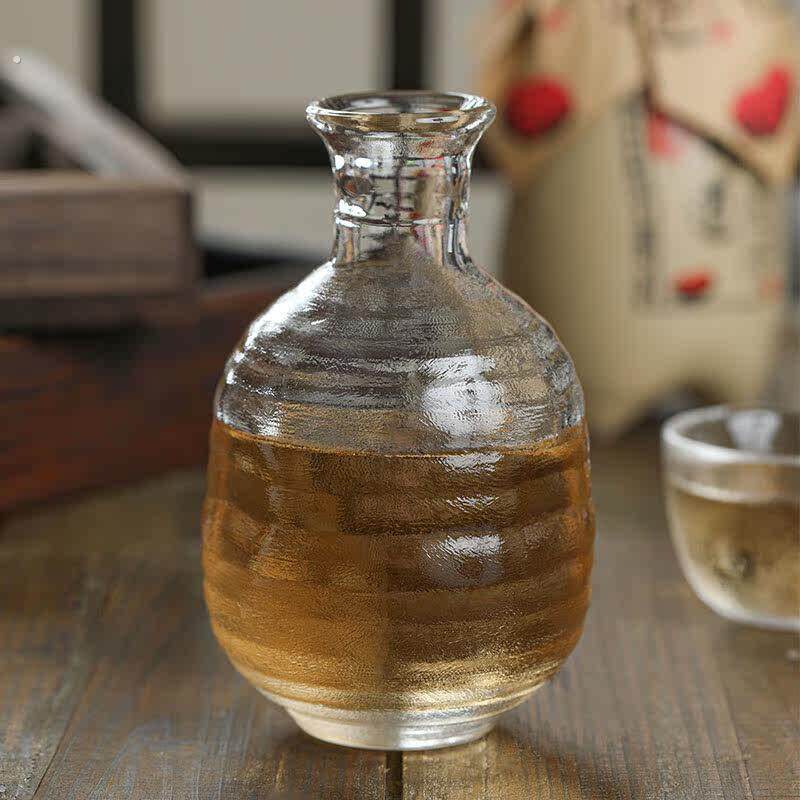 日式酒杯酒壶清酒杯家用玻璃白酒杯套装精致果酒杯复古温酒器酒具