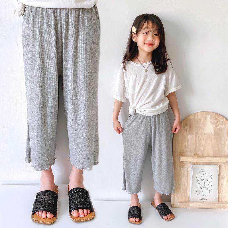 2025新款夏季薄款女童冰丝防蚊裤儿童休闲七分裤宝宝宽松阔腿