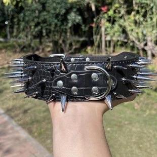 中大型犬铆钉狗项圈恶霸卡斯罗刺钉脖圈牧羊犬防咬脖子尖钉狗脖套