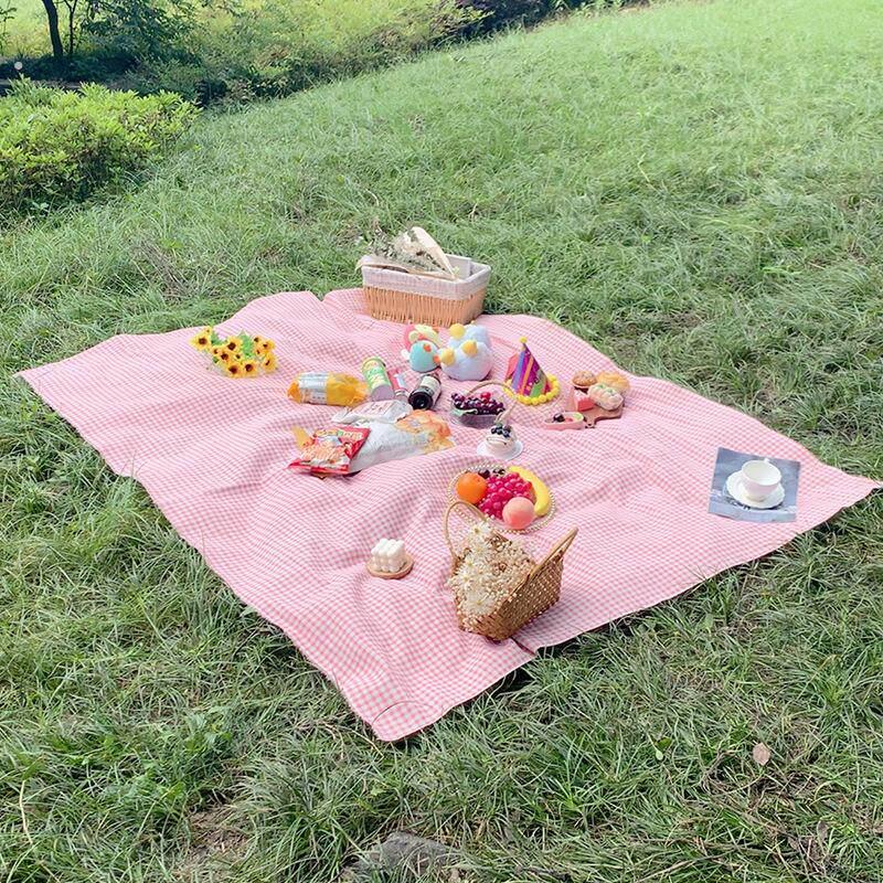 春游户外露营野餐垫小清新格子ins风野餐桌布春游便携草坪垫秋游