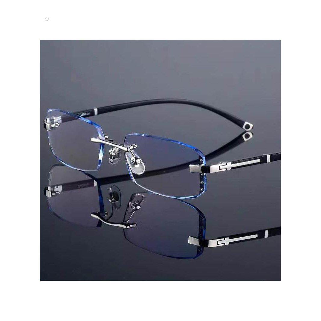 防蓝光辐射眼镜男上班电脑护目看手机钻石切边平光镜无框眼镜