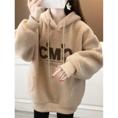 颗粒绒连帽卫衣女加厚202