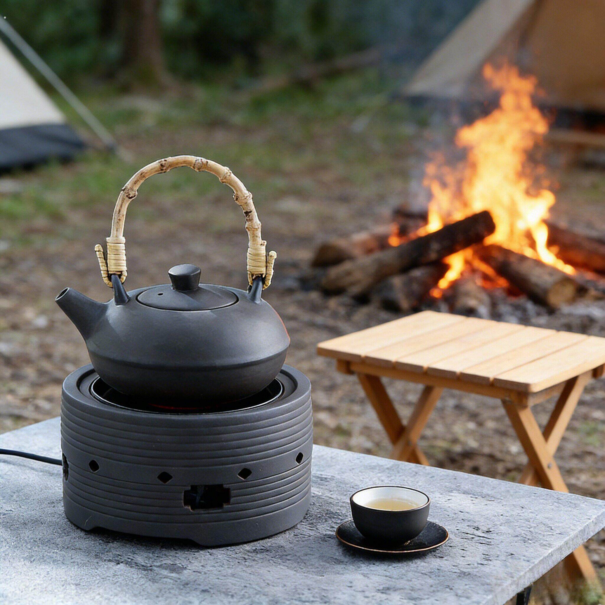 围炉煮茶茶壶家用室内大容量碳烤壶黑晶炉陶瓷煮茶壶户外煮水壶