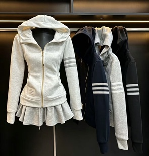 春秋季修身显瘦连帽卫衣外套女休闲百搭长袖上衣学院风青少年学生