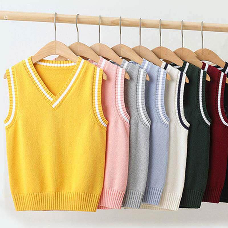 纯棉儿童男女童纯棉针织马甲校服背心英伦学院风内搭毛线衣坎肩
