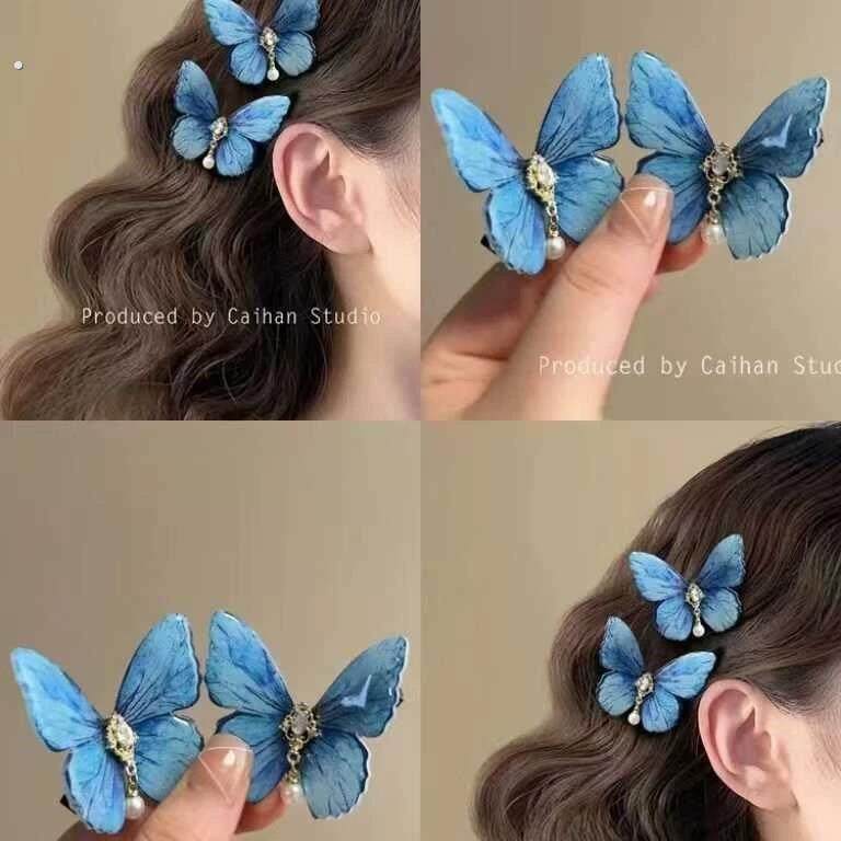 周深五月天演唱会应援物A张杰蓝色编发丝带音乐节头饰蝴蝶结发饰