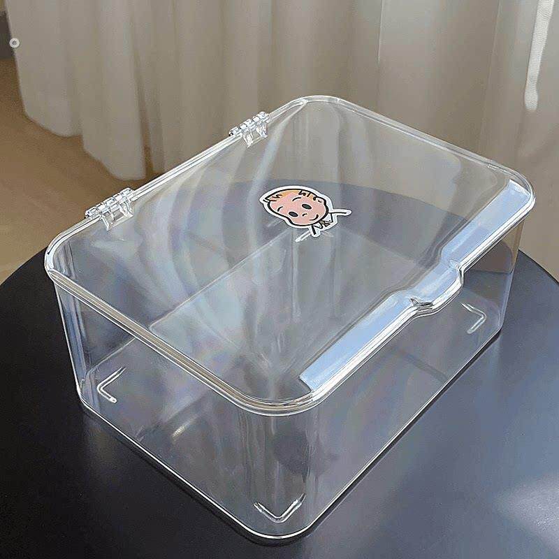 高级感压克力透明桌面收纳盒整理储物盒化妆品首饰杂物小型多功能