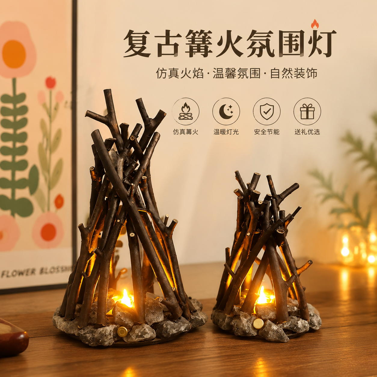 柴火复古民宿桌面创意
