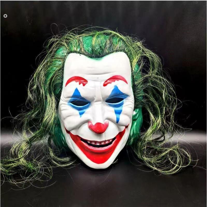 小丑杰罗姆面具希斯莱杰万圣节全脸恐怖joker绿发表演装扮头套罩