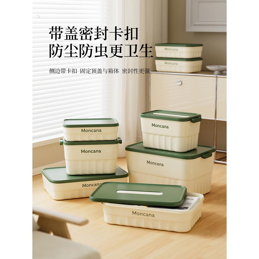 桌面收纳盒带盖小杂物长方形塑料整理盒子扁平迷你小型密封储物箱