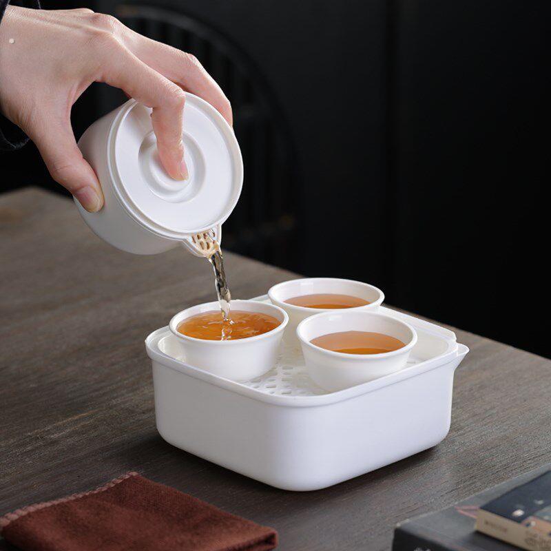 可携式茶具套组塑料迷你茶壶茶杯户外旅行快客杯功夫茶具泡茶旅游