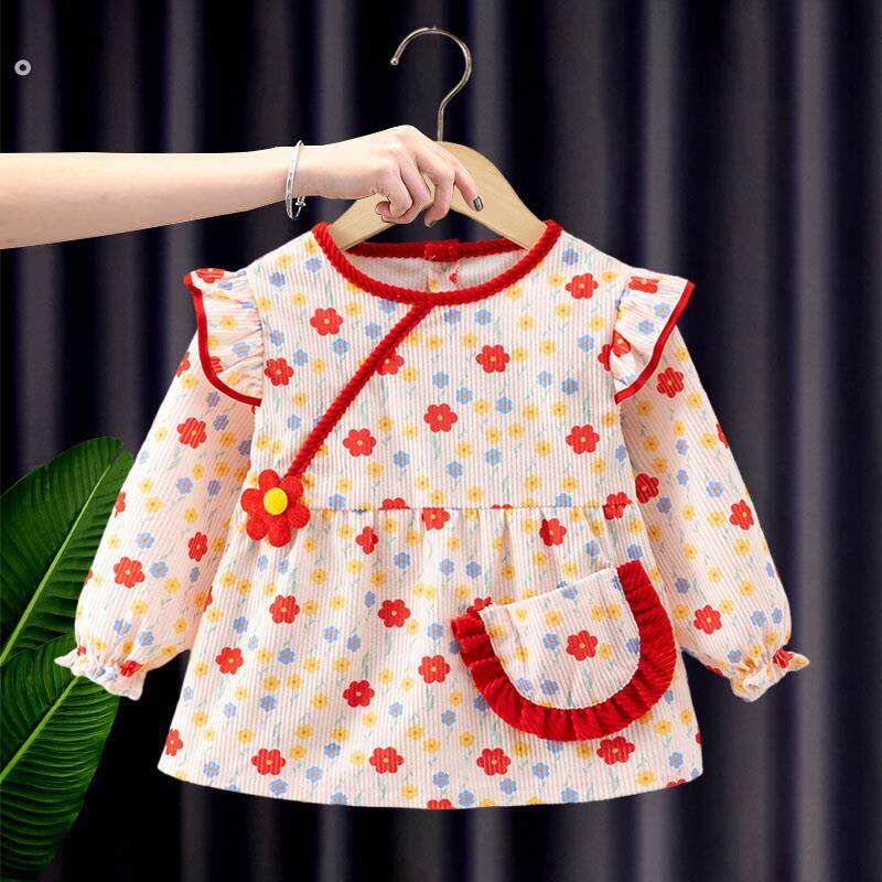 女童罩衣女宝宝冬季可外穿洋气春秋款秋冬灯芯绒儿童护衣冬天防脏