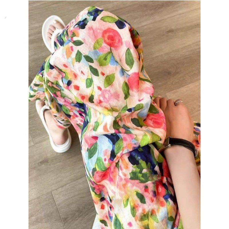 日系棉绸睡裤女士薄款阔腿裤宽松家居裤网红爆款沙滩裤可外穿长裤