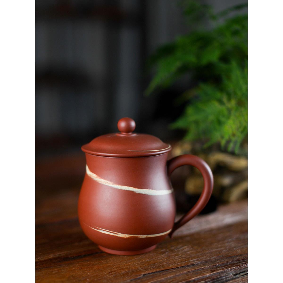 荣昌陶氏男士紫砂杯茶杯全手工绞泥带盖办公杯定制茶杯茶具大师杯