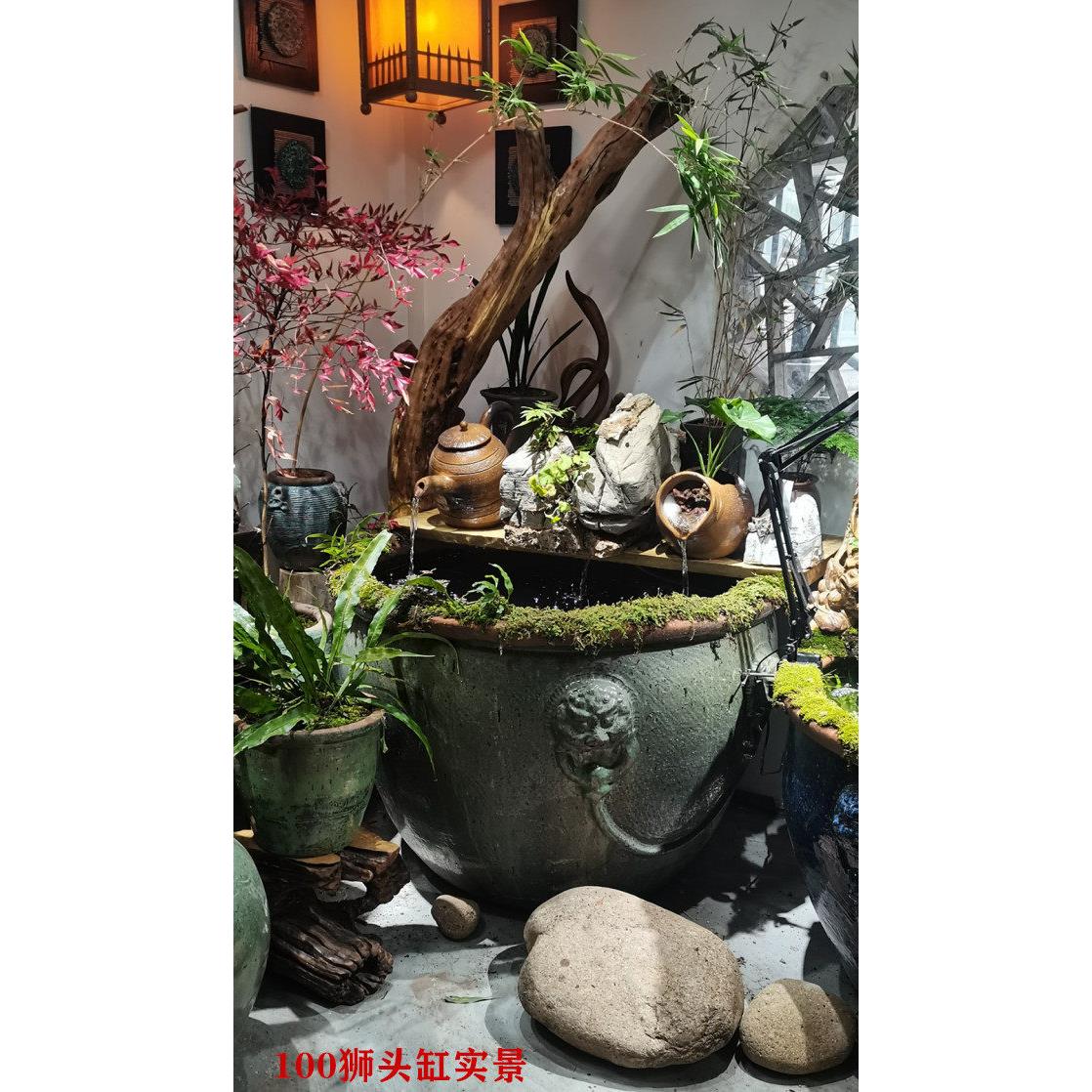 园林景观老式大水缸土陶鱼缸粗陶缸庭院鱼缸荷花莲花缸 风水缸 9#