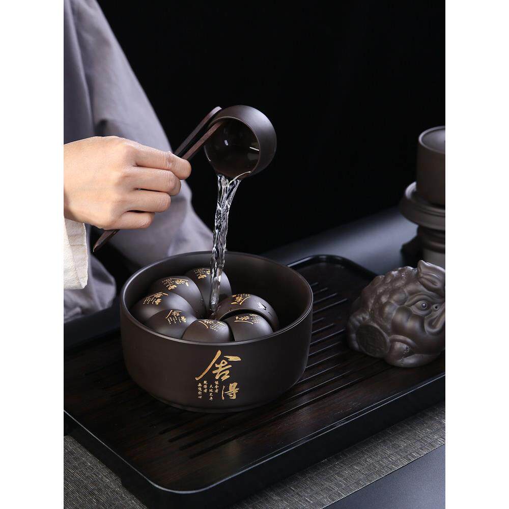 紫砂大茶洗家用茶罐笔洗粗陶茶具配件洗杯碗茶道配件水洗碗