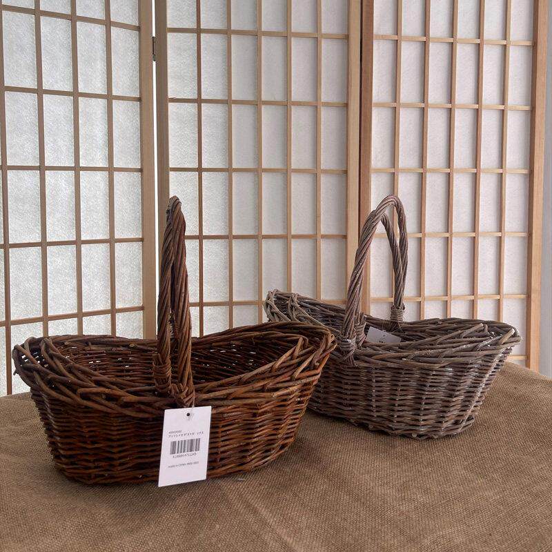 野餐篮藤编水果竹编手提插花篮鲜花手工编织采摘编船型收纳篮