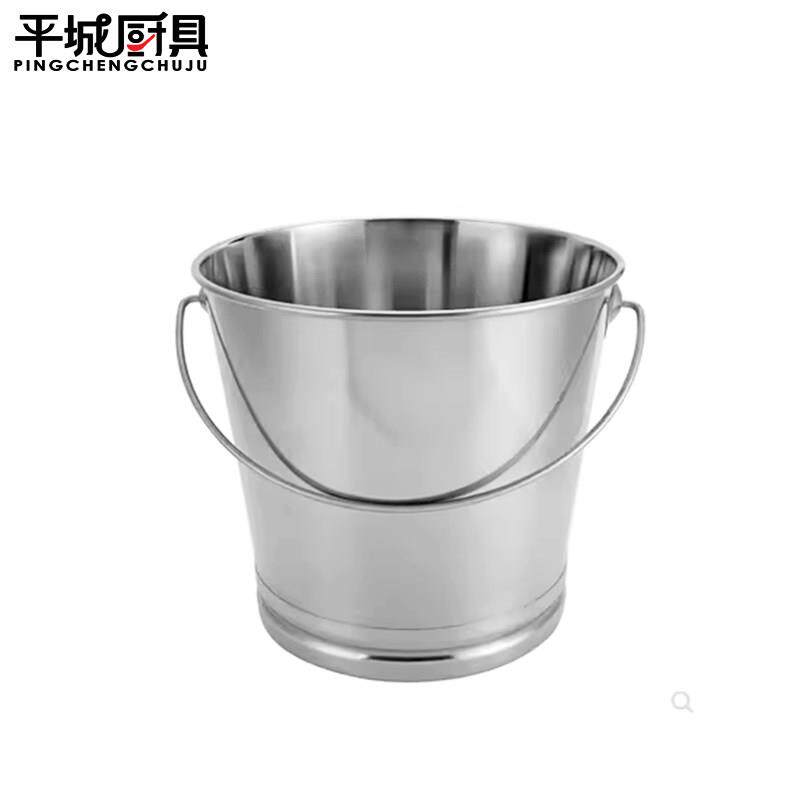 不锈钢水桶家用储水用幼儿园带盖手提式圆水桶厨房餐厅大容量提桶