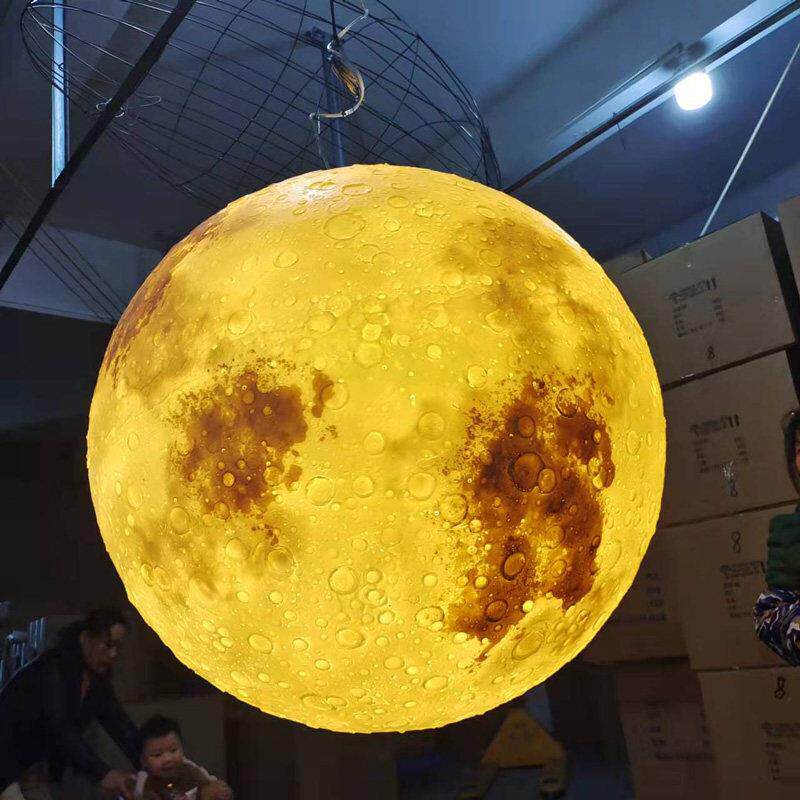 3D造型月球灯户外防水超大星空灯LED三色光调节PP材质客厅吊灯