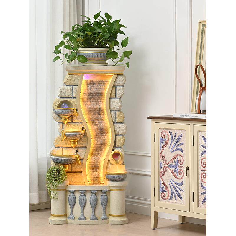 欧式假山流水落地摆件聚宝招财盆景喷泉居家水景办公桌店铺开业礼