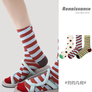 2026秋冬季新款女款100纯棉加厚全棉防臭防脚气网潮红中长筒袜子