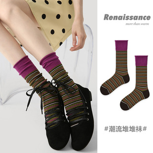 2026秋冬季100纯全棉潮网红款中长筒加厚100纯羊毛防脚气防臭女袜