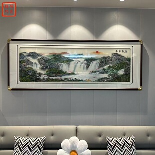 紫气东来苏绣刺绣成品挂画客厅沙发背景墙新中式 饰画 织锦绣轻奢装