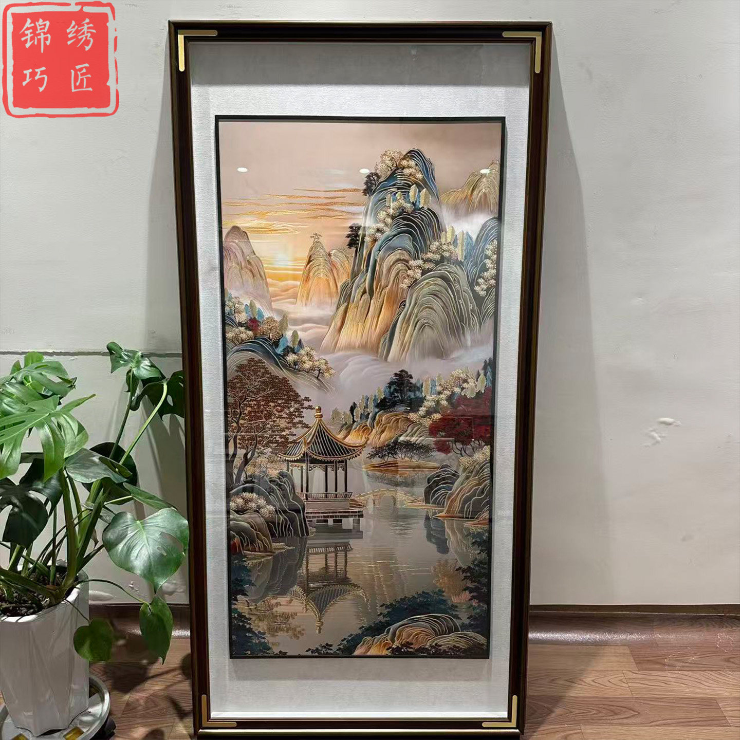 纯手工锦绣山河铜雕画玄关挂画入户墙高端壁画走廊过道竖版壁画,家居饰品,铜雕画,淘宝优惠券,粉丝福利购,淘宝优惠卷