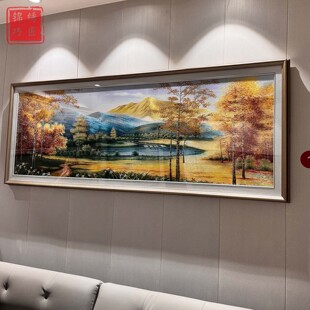 金山银山高档织锦绣沙发背景挂画轻奢中式苏绣刺绣客厅装饰画壁画