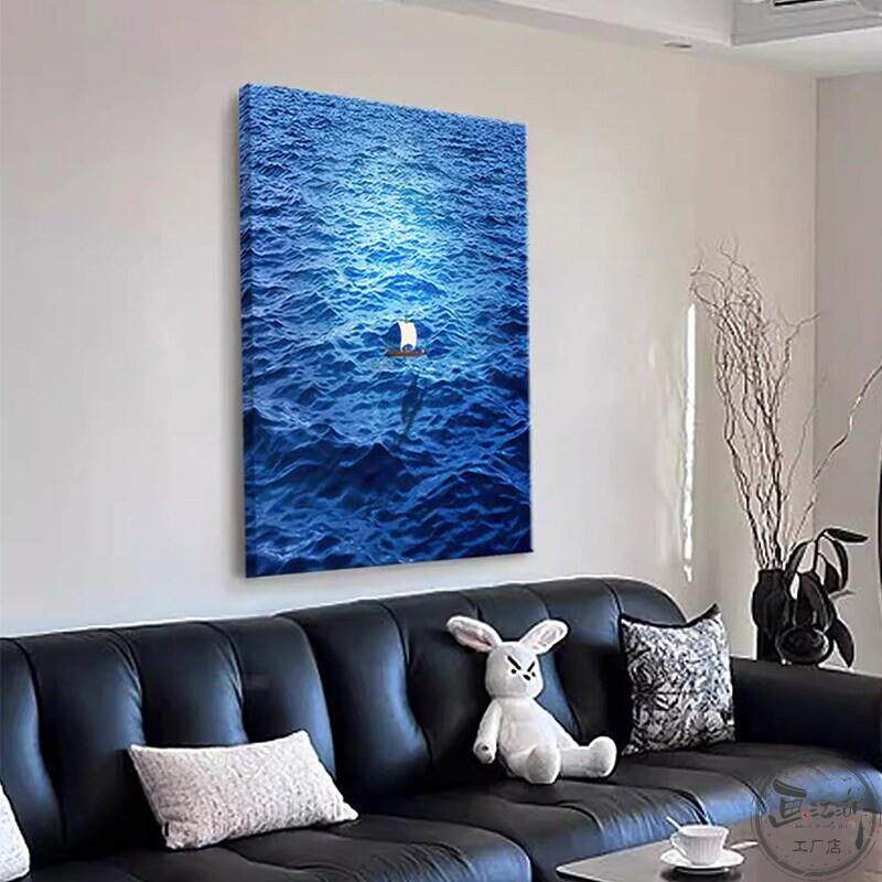 一帆风顺小船海景客厅装饰画2026新款高级感挂画沙发背景墙落地画