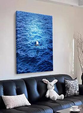 一帆风顺小船海景客厅装饰画2026新款高级感挂画沙发背景墙落地画