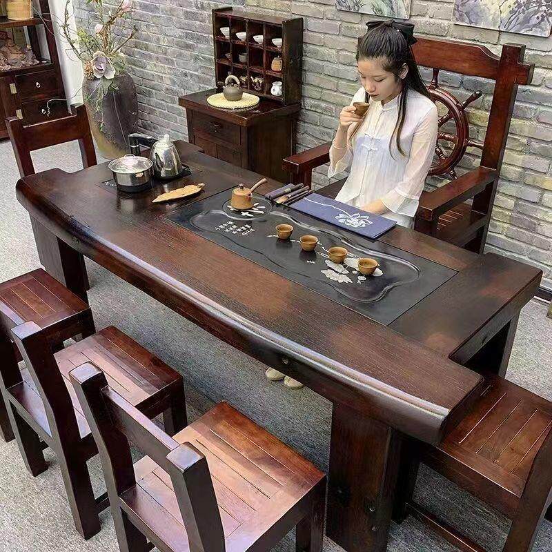 老船木茶桌椅组合新中式实木功夫船木2026新款茶桌全自动一体茶台