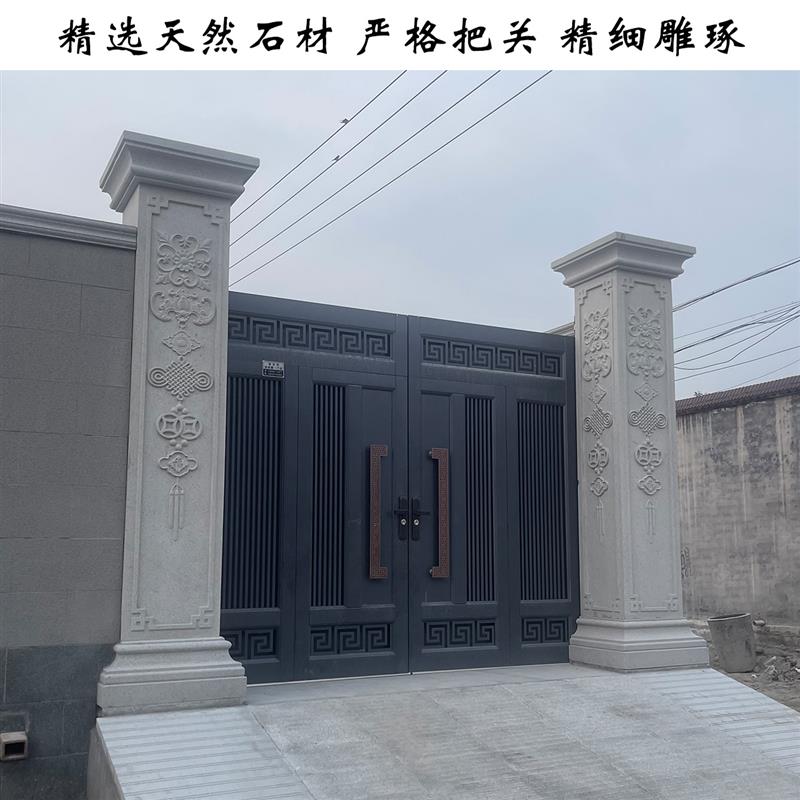 石雕花岗岩门柱石大理石罗马柱别墅庭院大门口柱子石欧式雕塑摆件