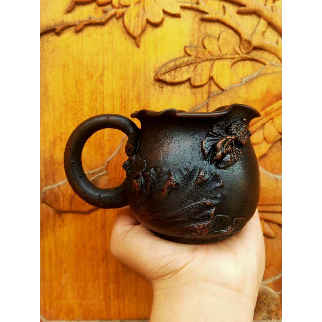 云南建水紫陶纯手工公道杯茶壶带茶漏茶滤茶托包邮荷叶锦鲤家用