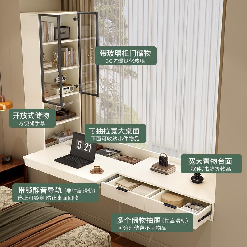 兔宝宝ENF飘窗柜卧室窗边窗台改造柜书桌书柜一体收纳储物柜定制图片