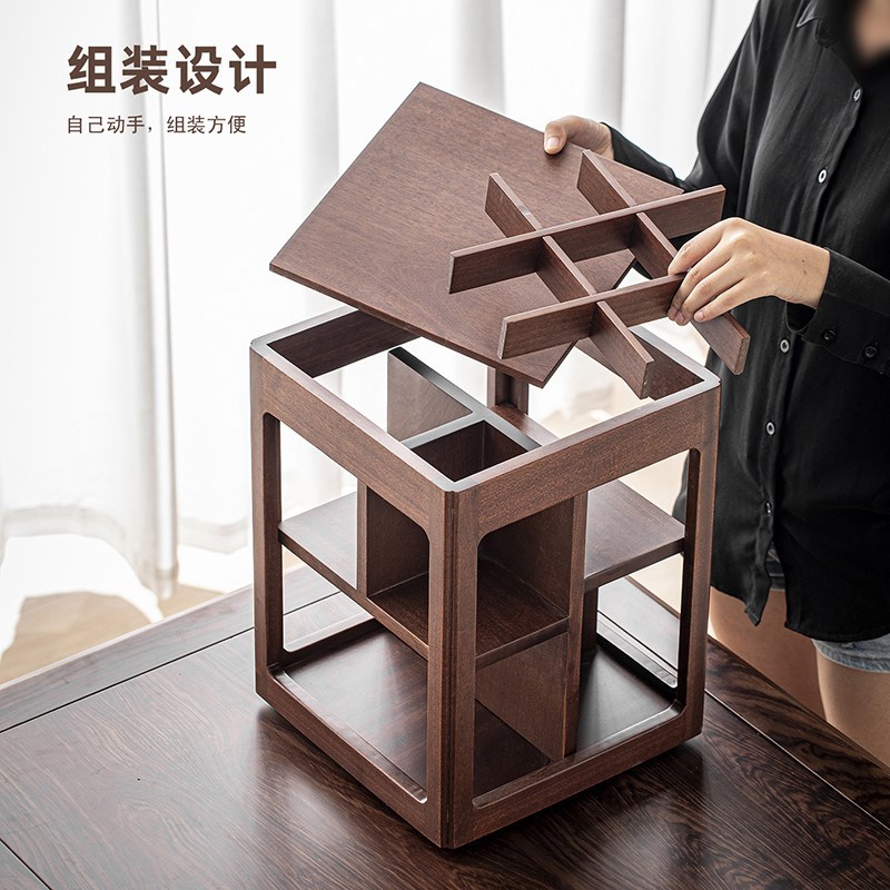 桌面杯架实木中古置物架多层餐桌台面茶桌功夫茶具收纳展示原木