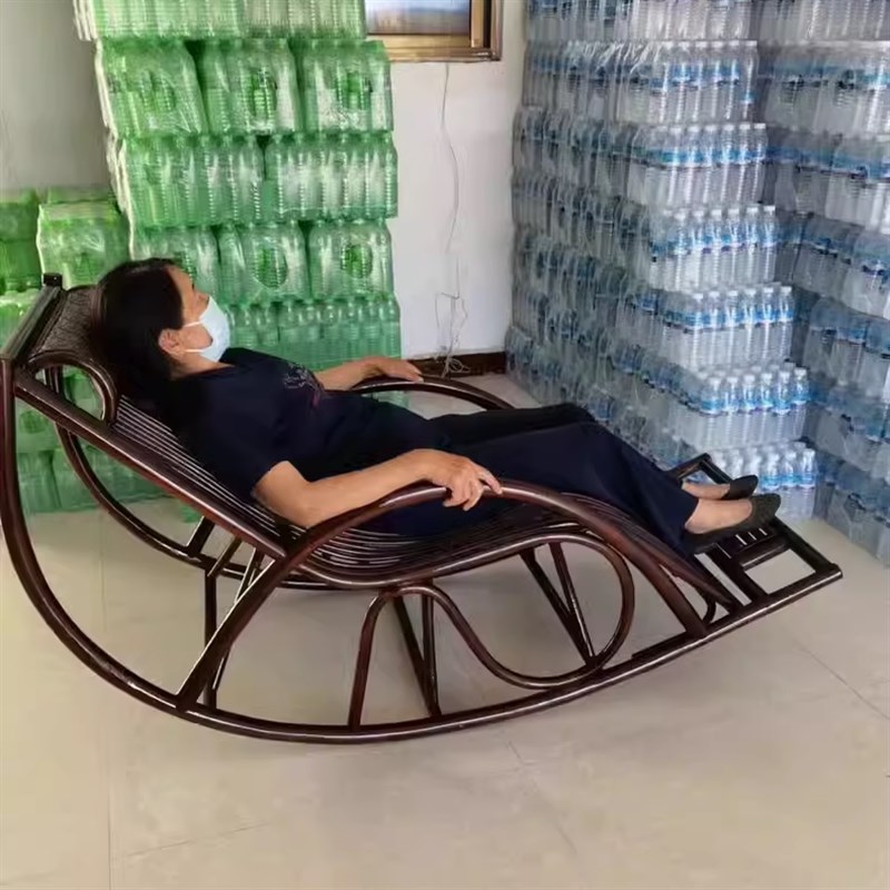 印尼真藤摇摇椅阳台休闲藤椅懒人家用老人午睡逍遥椅藤编排枝躺椅