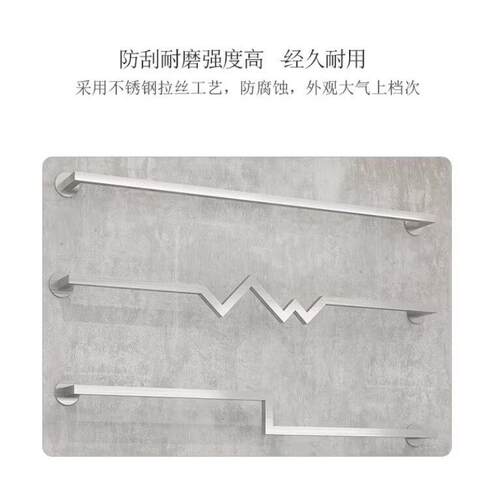 服装店上墙正挂多字型挂衣架陈列架不锈钢拉丝方管正挂杆壁挂式