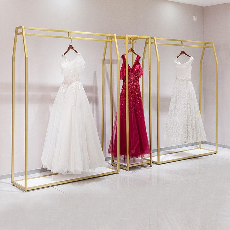 婚纱架子落地式高档婚纱店展示架旗袍礼服挂衣架金色挂婚纱的架子
