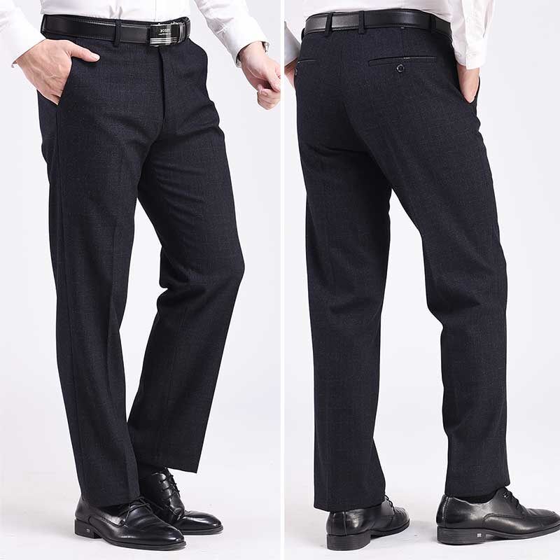 秋冬季厚款男式西裤免烫直筒宽松正装长裤商务高腰宽松休闲西装裤