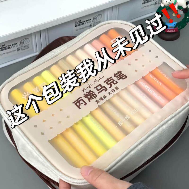掌握直液式软头丙烯麦克笔不透色可叠色绘画水彩笔小学生美术专用
